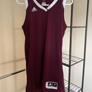 Adidas Burgundy Sports Jersey Dress with White Trim